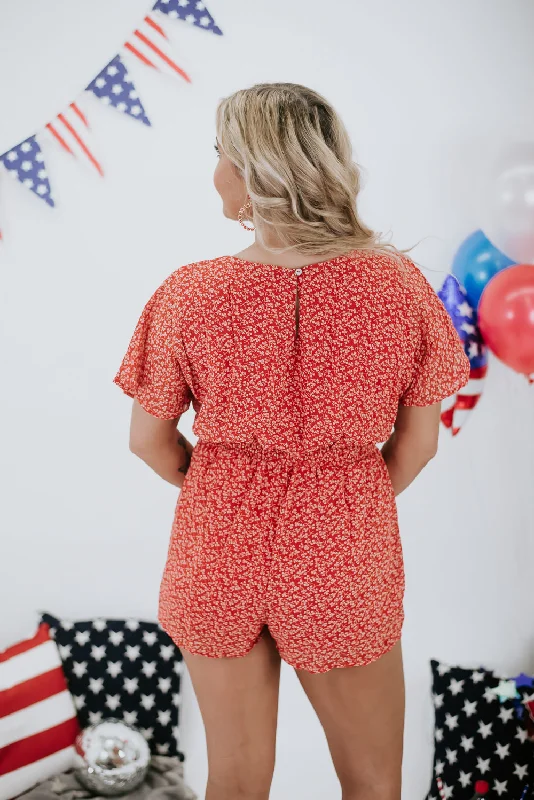 Prettiest Of All Floral Romper, Red