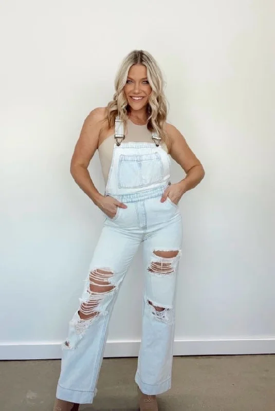 Wide Leg Denim Overalls