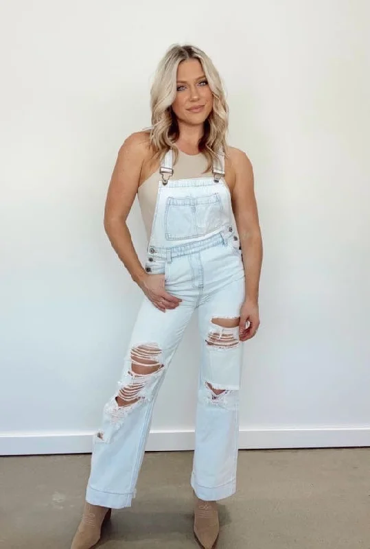 Wide Leg Denim Overalls