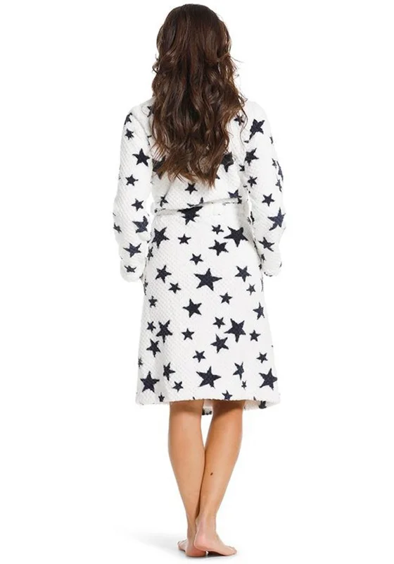 Rebelle Soft Fleece Star Dressing Gown, White