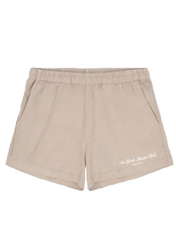 Logo Print Banded Waist Shorts Beige