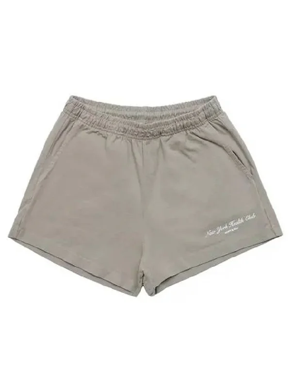 Logo Print Banded Waist Shorts Beige