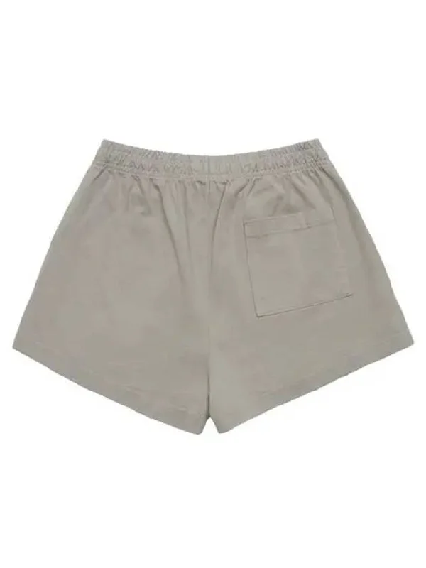 Logo Print Banded Waist Shorts Beige