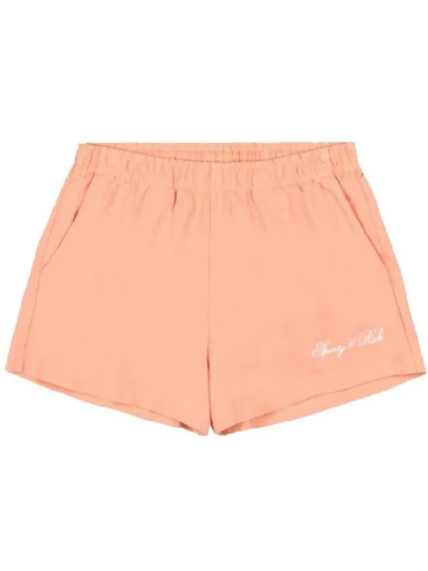 Logo Print Cotton Shorts Peach