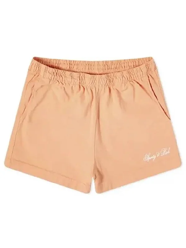 Logo Print Cotton Shorts Peach