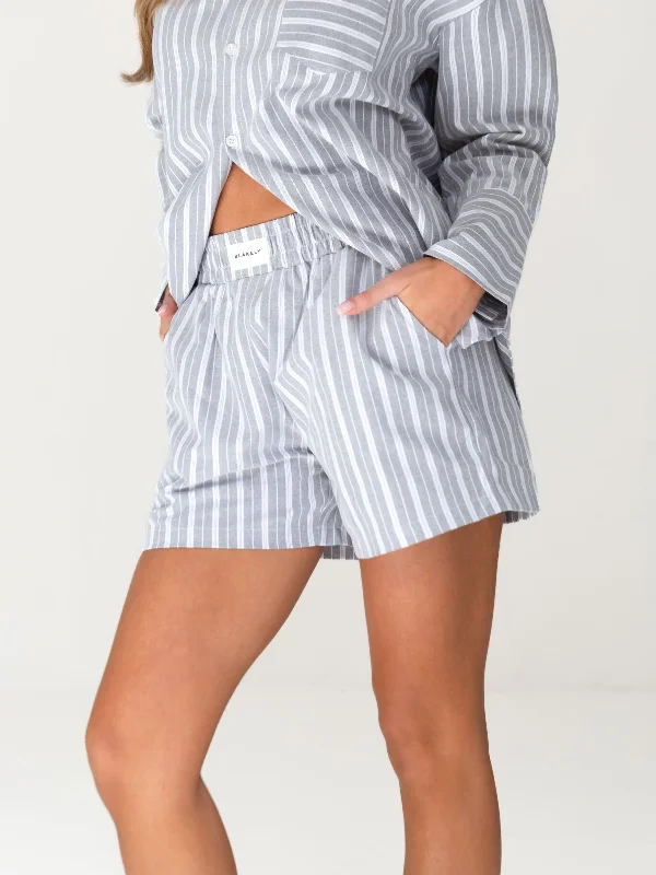 Elena Stripe Shorts - Grey