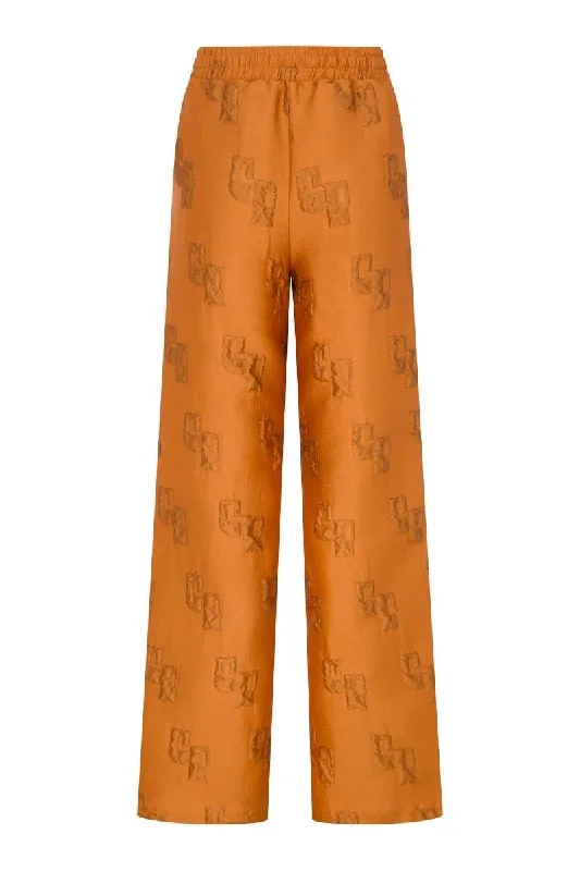 BROWN ELASTICATED LOGO PANTS