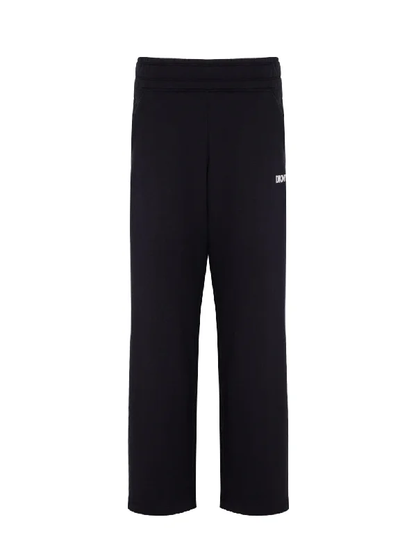 Metallic Bubble Logo Wide Leg Track Pant With Pockets (Black/Silver)