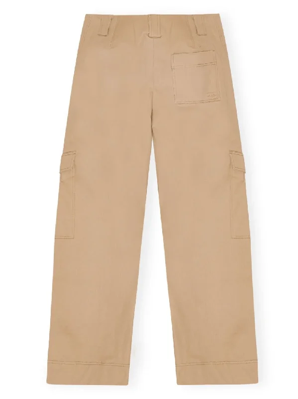 Herringbone Canvas Mid Waist Pants