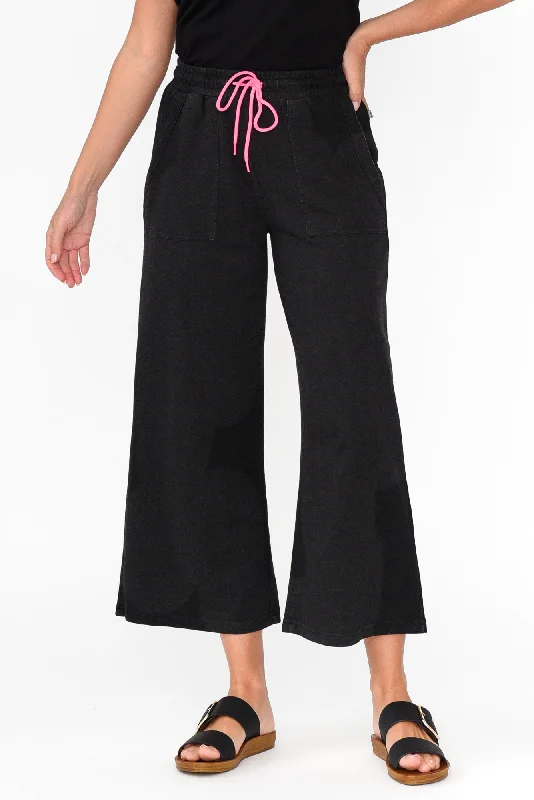 Mariam Black Relaxed Track Pants