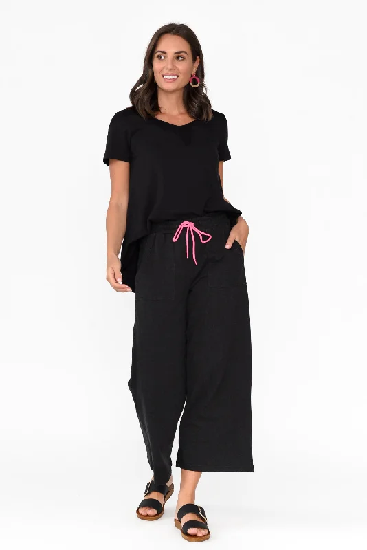 Mariam Black Relaxed Track Pants