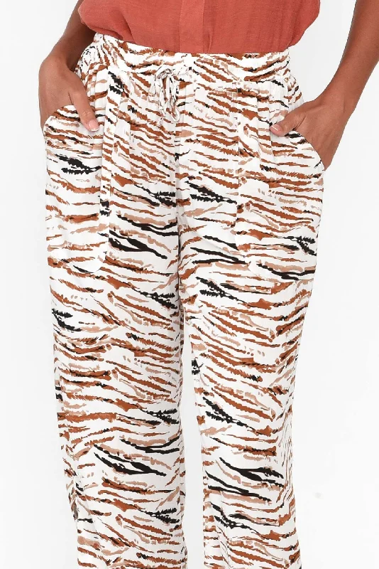 Mila Brown Abstract Tie Pants