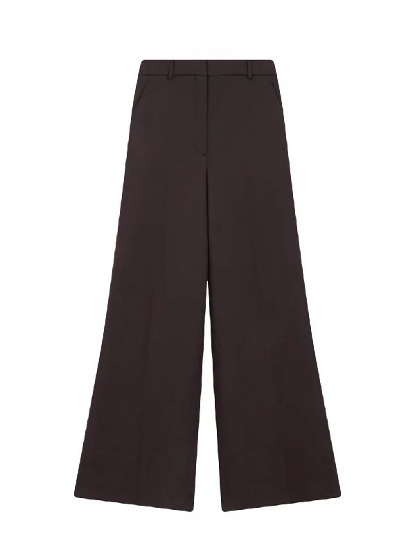 Wool Flannel Tailored Trousers (Dark Chocolate)