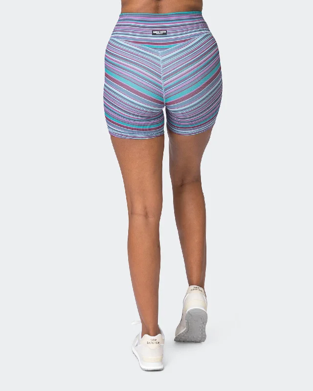 Zero Rise Rib Midway Shorts - Dusk Desert Stripe Print