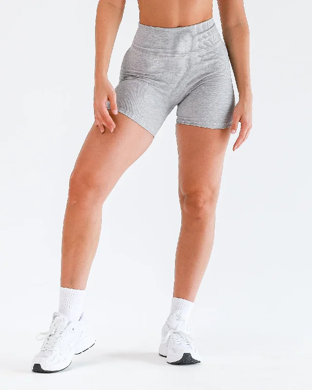 Zero Rise Rib Midway Shorts - Quiet Grey Marl