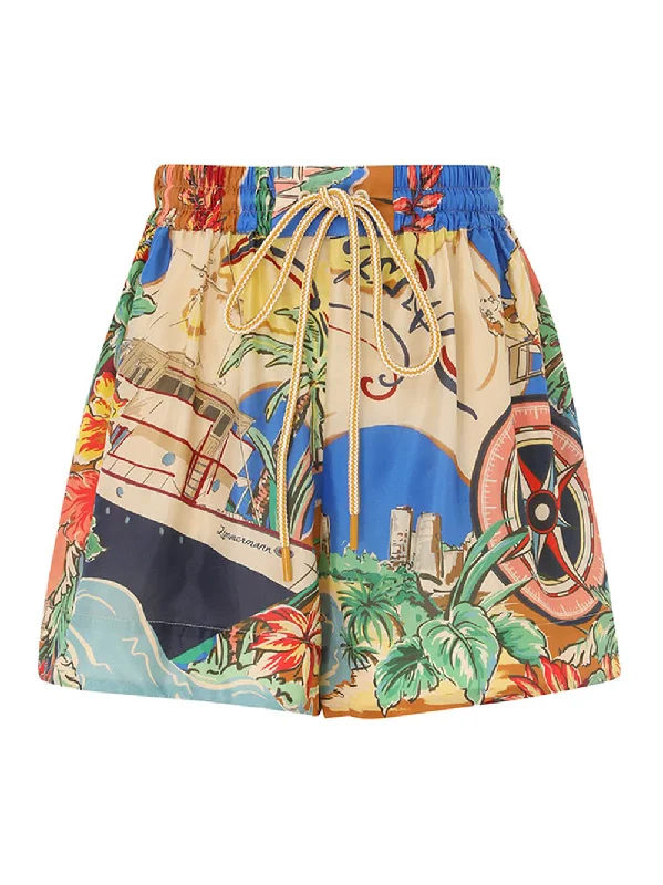 Alight Draw Waist Shorts (Nautical Map)