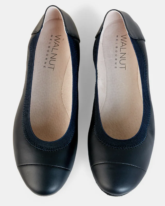 Ava Leather Ballet Flat - French Navy