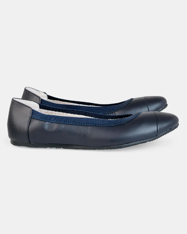 Ava Leather Ballet Flat - French Navy