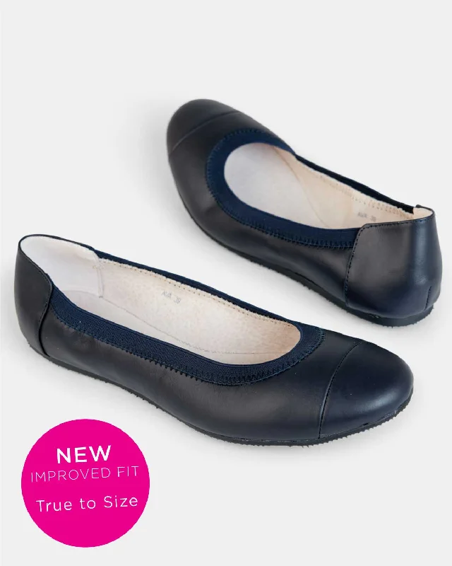 Ava Leather Ballet Flat - French Navy