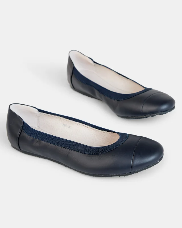 Ava Leather Ballet Flat - French Navy